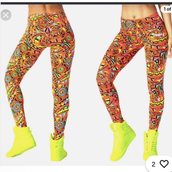 Zumba Beach Baller Bright Orange  Ankle Leggings- Small - Picture 1 of 5